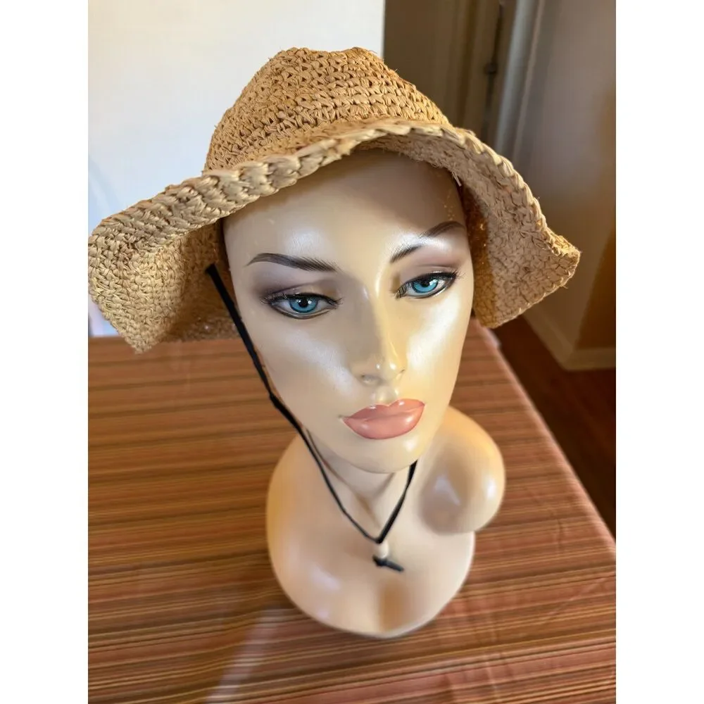 Girls Todder 2-4 Sand Diego Hat Company Straw Hat Neck Strap